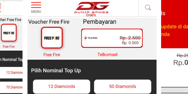 Ffidduniagame com Top Up Diamond FF 0 Rupiah 100% Gratis