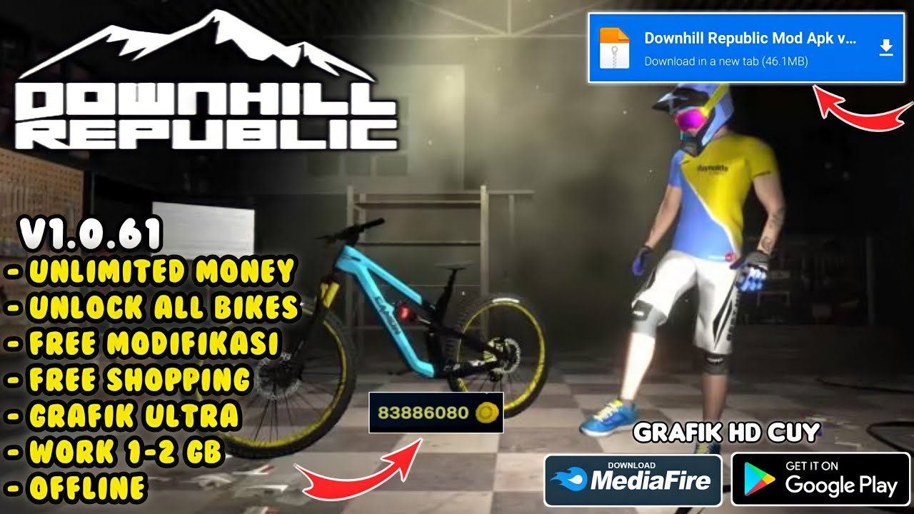 Link Download Downhill Republic Mod Apk Semua Sepeda Terbuka & Unlimited Money